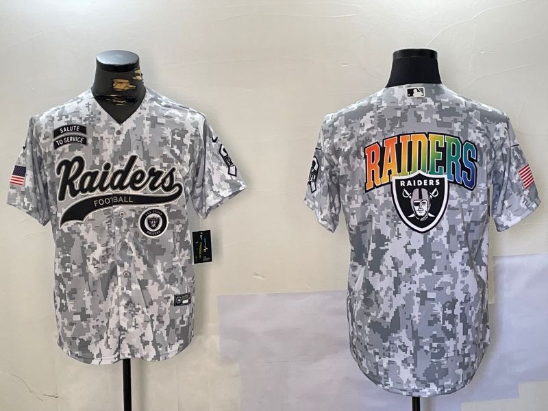 Men Oakland Raiders Blank Nike Arctic Camo 2024 Salute to Service Limited NFL Jersey style 6